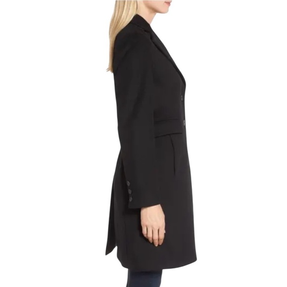 NWT Kristen Blake Walking Coat Wool Blend Notch Lapel Single Breasted Black 8 - Picture 3 of 16